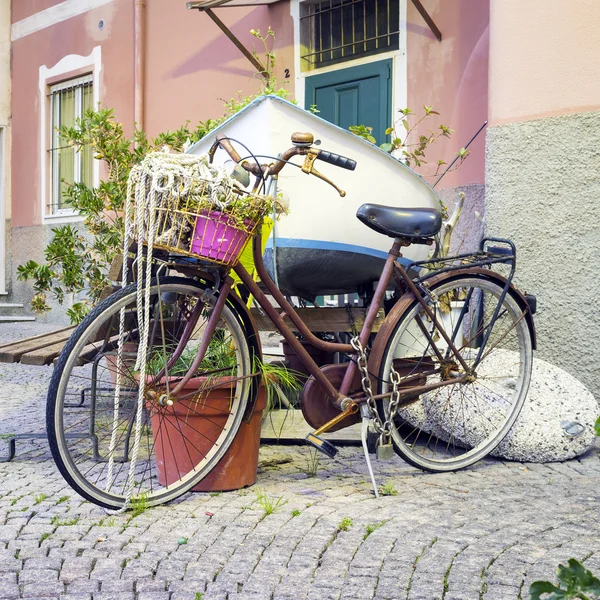 Vecchia bici decorata. Immagine a colori — Foto Stock