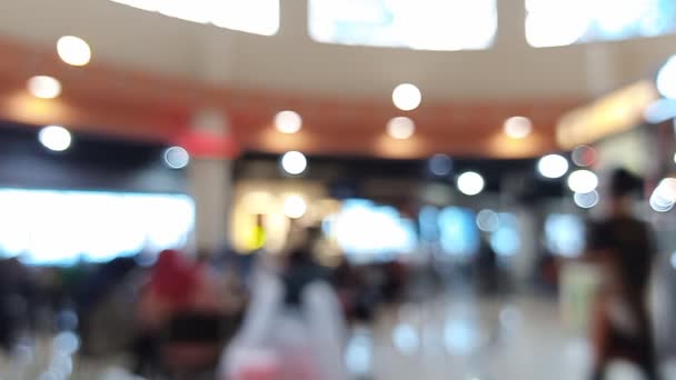 Bulanık Bokeh Bir Alışveriş Merkezinin Içindeki Yemek Salonu Kafesinin Arka — Stok video