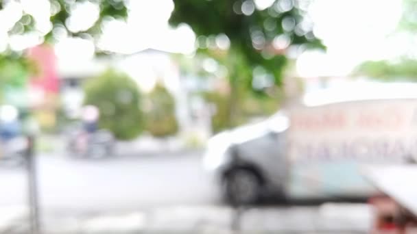 Blurred Out Focus Defocused Bokeh View Asian Road Traffic Morning — Stock Video