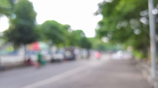 Rozmyte Skupienie Rozproszone Bokeh Ludzie Rano Aktywność Ulica Ludźmi Jogging — Wideo stockowe