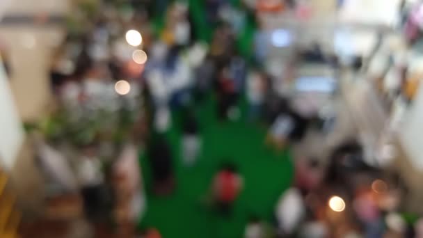 Blurred Bokeh Defocused Background Center Hall Expo Exhibition Hall Interior — Stock Video