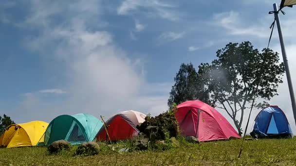 Title Wide Angle View Indonesian Family Fun Camping Bromo Mountain Video By C Faithtreestudio Stock Footage 460467646
