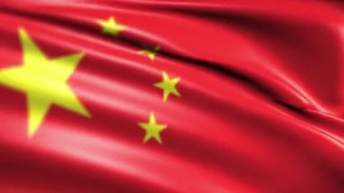 Rüzgarda dalgalanan prc china ana bayrağının yakın görüntüsü.