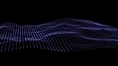 dijital 3D tel örgü pleksus sallanan arazi topoğrafyası soyut teknoloji arkaplanı - siyah uzay arka planında nokta ve çizgi bağlantı yapısını hareket ettiriyor 