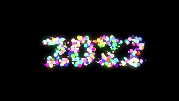 明亮的2022年文字或文字动画 由活动的彩色球体或气球的运动图形制成 — 图库视频影像
