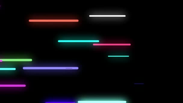 Animatie Van Neon Gloeiende Kleurrijke Levendige Horizontale Lijnen Schieten Streaming — Stockvideo