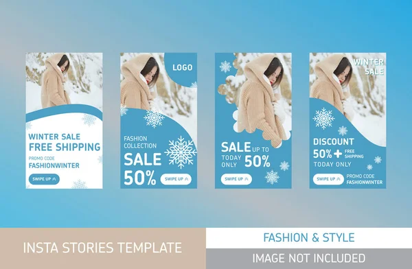 Stories Templates Winter Sale Modern Beautiful Stories Templates Social Media — Stock Vector