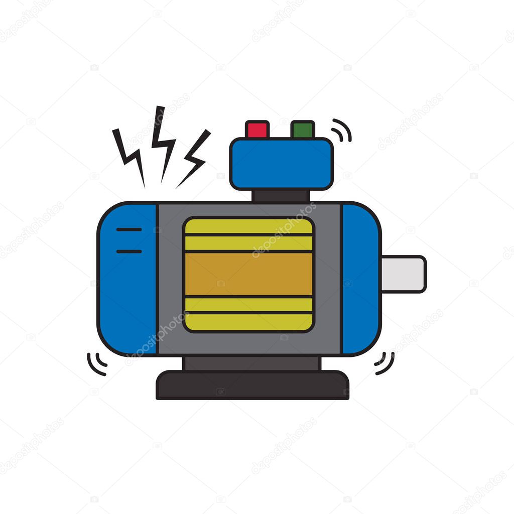 Illustration vector graphic of Broken Electric motor perfect for icon machine, industrial, maintenance, etc