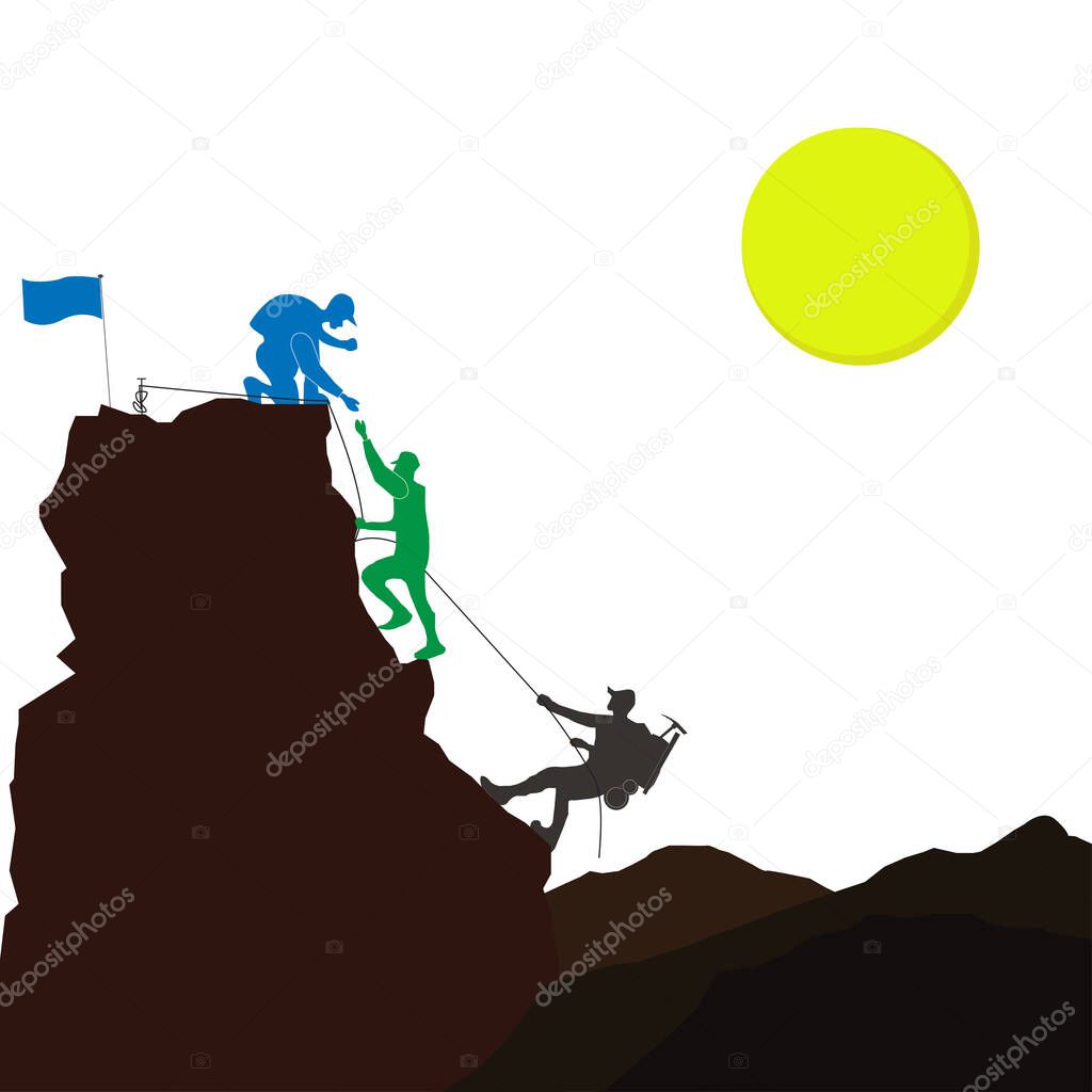 Illustration vector graphic of Hiking Team perfect for adventure theme, travelling, hobbies, etc