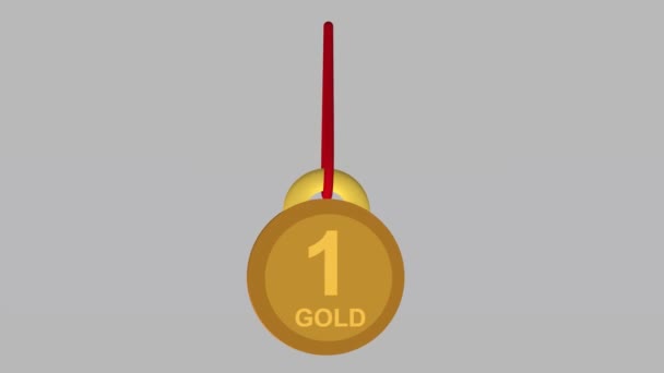 Animated Gold Medal Design Подходит Спортивного Содержания — стоковое видео