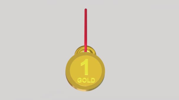 Animado Medalla Oro Diseño Adecuado Para Contenido Deportivo — Vídeo de stock