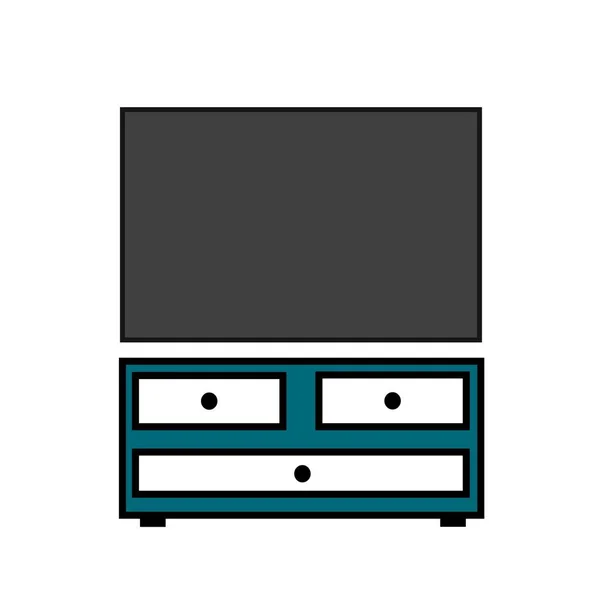 Oturma odası tasarımı için uygun Masa ve TV Kabinesinin İllüstrasyon Vektörü grafiği