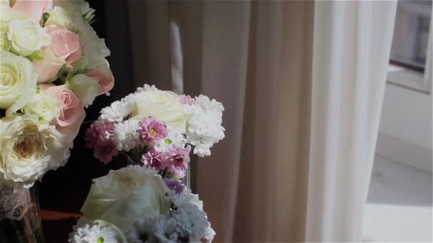 Bouquet de fleurs de mariée. Gros plan — Video