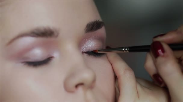 Professional make-up artist applying eyeliner. Close-up