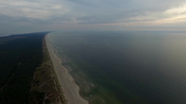 Aerial view of sea and beach at sunset 4k — Stock Video