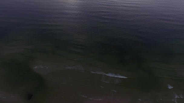 Luchtfoto van de kust en Baltische zee bij zonsondergang 4k — Stockvideo