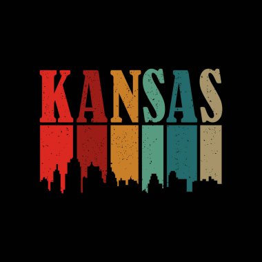 Kansas City eski model vektör illüstrasyonu. Tebrik kartı ve tişört baskısı için iyi. El ilanı, poster tasarımı, kupa..