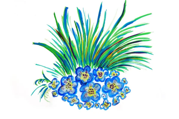 Ілюстрація з синьо-жовтими квітами — стокове фото