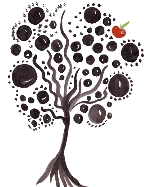Иллюстрация контур сказочные яблоки разные яблоки — стоковое фото