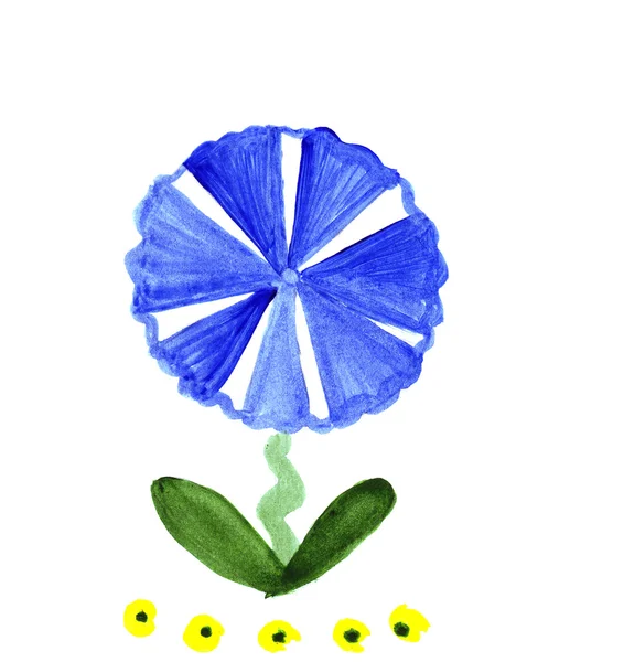 Illustration single flower blue and yellow fairy — Stock Photo, Image
