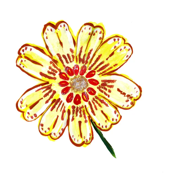 Illustration Blume gelb mit roten Flecken gemalte Farben — Stockfoto