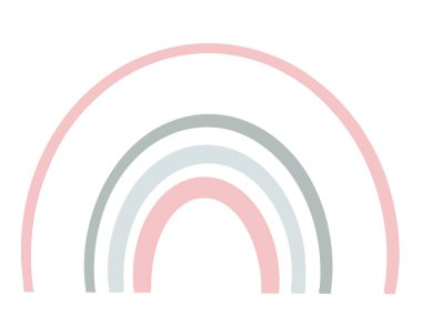 Pastel renklerde gökkuşağının renkli suluboya çizimi. Beyaz arkaplanda izole edilmiş çizgi film tarzı fenomeni.