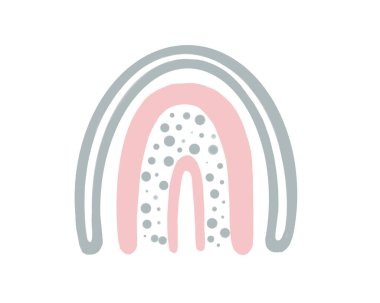 Pastel renklerde gökkuşağının renkli suluboya çizimi. Beyaz arkaplanda izole edilmiş çizgi film tarzı fenomeni.