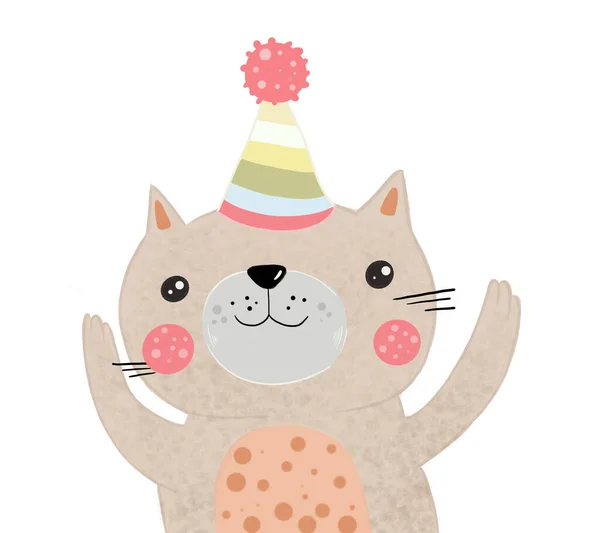 Colored Illustration Cat Pet Watercolor Style Flat Style Holiday Animal — Stock Photo, Image