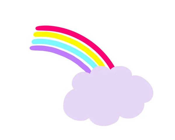 パステルカラーの虹の色の水彩画 白地に隔離された漫画風現象 — ストック写真