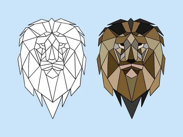 Geometrik stil tasarımlı aslan hayvanının vektör çizimi