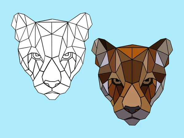 Geometrik tasarım içinde puma hayvanının vektör çizimi