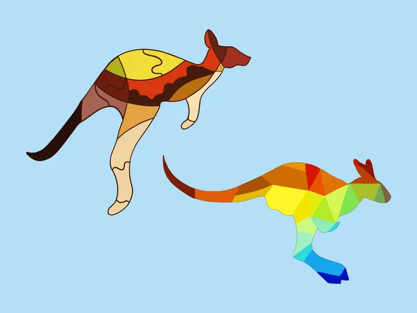 Geometrik Stil Tasarımlı Kanguru Hayvanının Vektör Çizimi — Stok Vektör