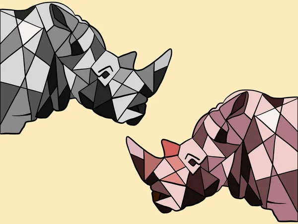 Ilustración Vectorial Animal Rinoceronte Diseño Estilo Geométrico — Vector de stock