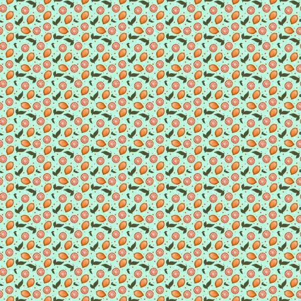 Naadloos Patroon Met Rode Citrusvruchten Bladeren Groene Achtergrond — Stockfoto