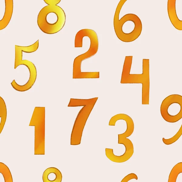 Seamless Pattern Orange Handdrawn Numbers — Stock Photo, Image