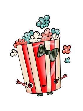 Elleri olan patlamış mısır çizgi filmi.