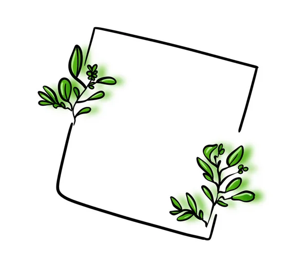 空白の空間と緑の植物のイラスト — ストック写真