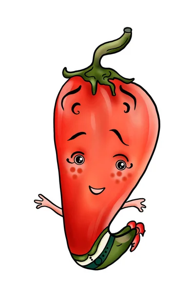 Illustration Cartoon Character Red Pepper — Stock Photo, Image