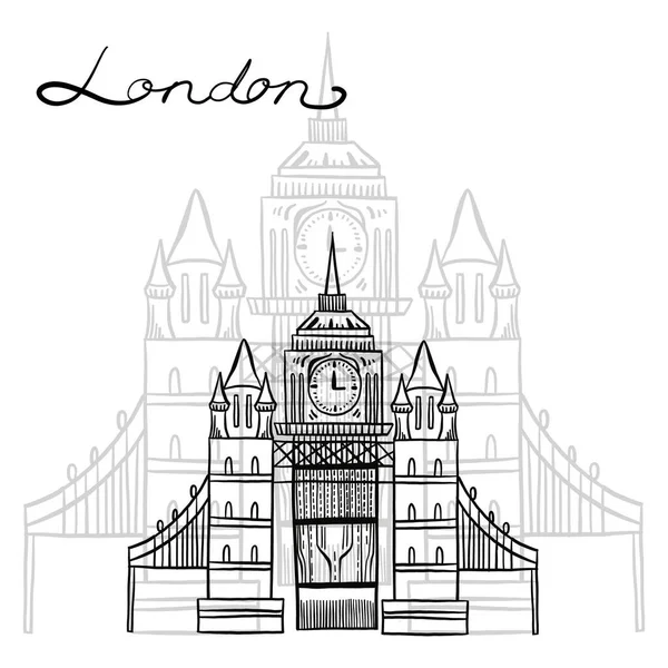 Silueta Ciudad Londres Aislada Sobre Fondo Blanco — Vector de stock