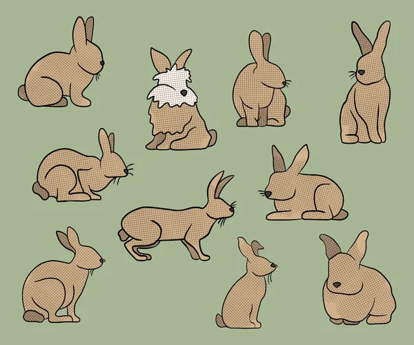 Ensemble Vectoriel Lapins Mignons — Image vectorielle