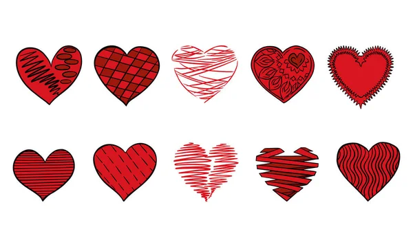Çizimi Kalpler Sevgililer Günü Vektör — Stok Vektör