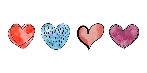 Набір Намальованих Сердець День Святого Валентина Вектор — стоковий вектор