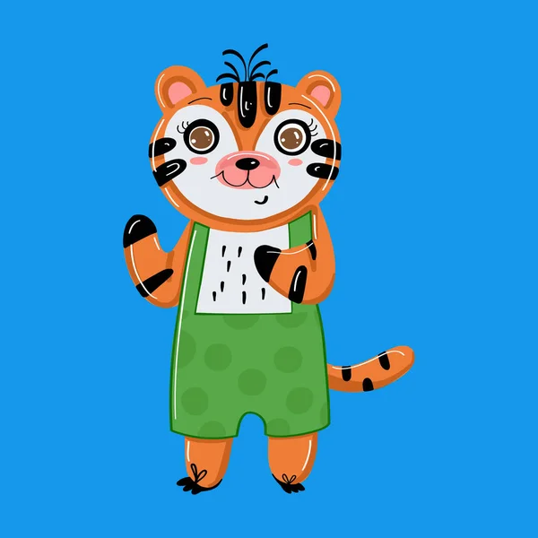 Niedliche Zeichentrickfigur Tiger — Stockvektor