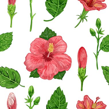 Amfibik çiçekli kusursuz desen. vektör illüstrasyonu