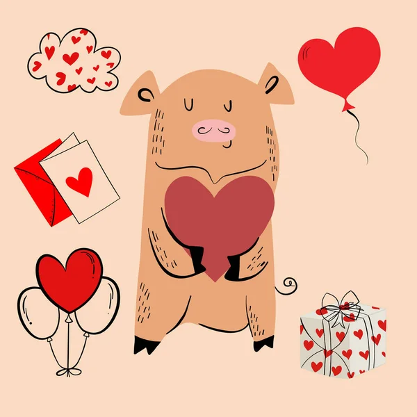 Urso Bonito Com Coração Amor Ilustração Vetor —  Vetores de Stock