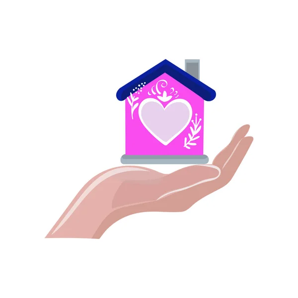 Main Tenant Coeur Avec Amour Symbole Vectoriel Illustration Design — Image vectorielle