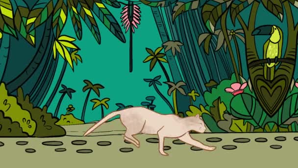 Běžící Kočka Pozadí Džungle — Stock video