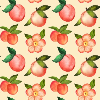 Suluboya kiraz ve yapraklarla kusursuz desen. vektör illüstrasyonu.