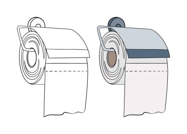 Tuvalet kağıdı ikonu. Web tasarımı için rulo vektör sembolünün özet çizimi