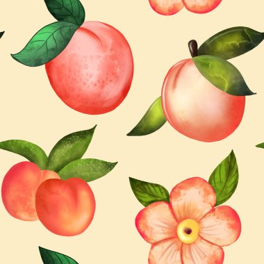 Suluboya kirazlı kusursuz desen. vektör illüstrasyonu.